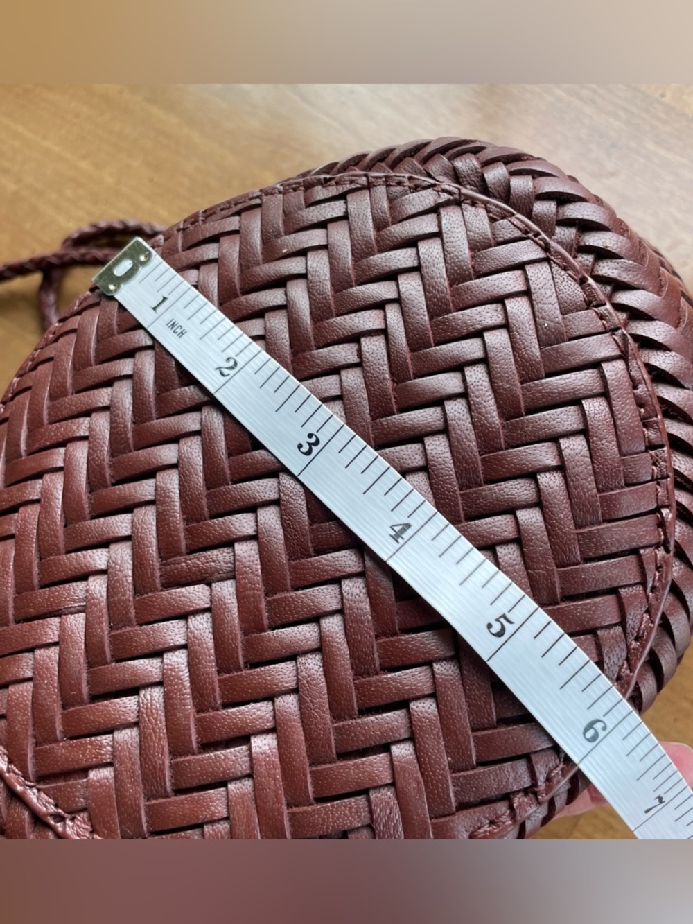 Zara Braided Woven Buffalo Leather Bucket Shoulder Bag - Brown - Picture 15 of 16